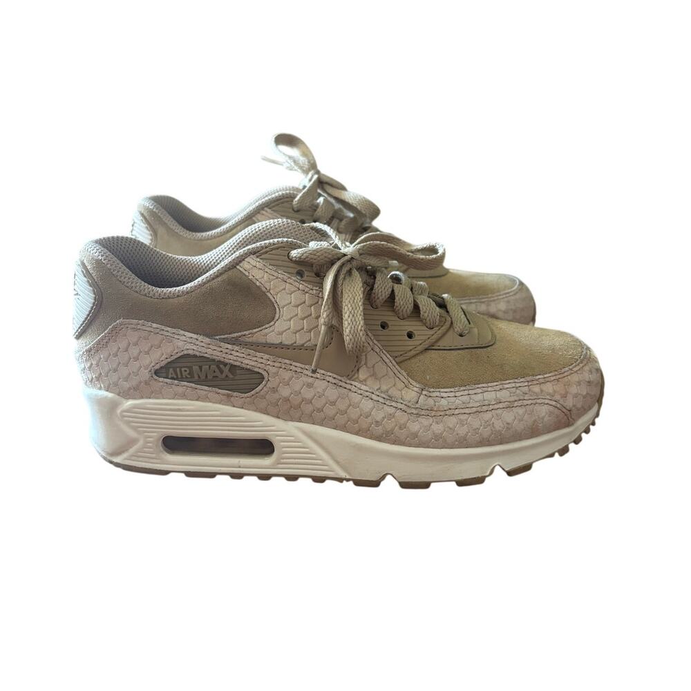 Nike Air Max 1 women 6 Tan Beige Suede Mesh White Midsole